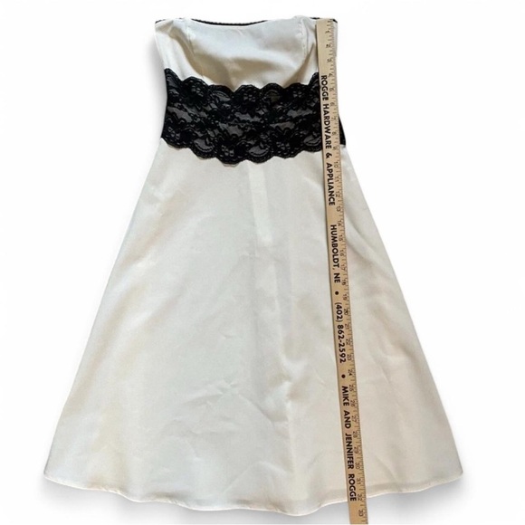 Vintage y2k Charlotte Russe Mini Dress SMALL Strapless Rayon Lace Trim Cocktail - Picture 4 of 7